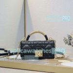 Replica CD Small Ange Black Flap Bag Chain Leather Strap